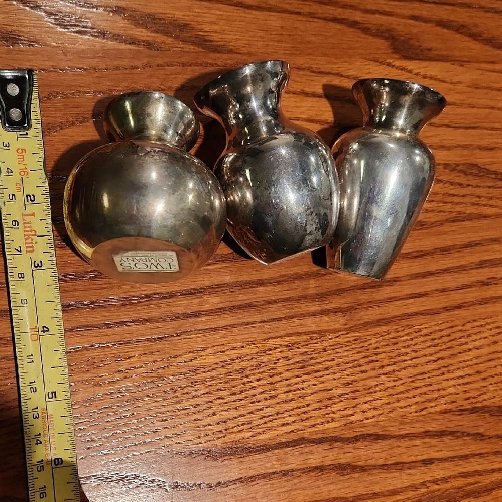 Two's Company Vintage Silver Vase Trio - Picture 5 of 8